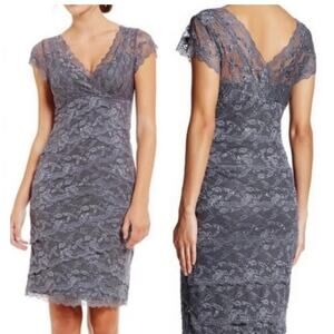 Women's 4 Grey Party Sheath Dress V-Neck Sequin Lace by Marina